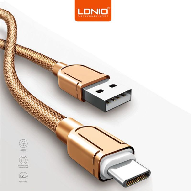 کابل فلزی تبدیل USB به USB-C الدینیو مدل LS62 بطول 1 متر