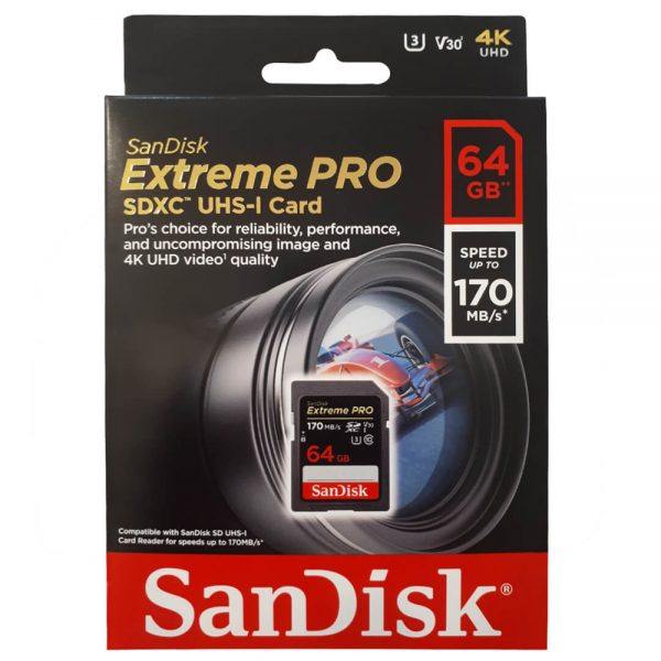کارت حافظه SD سندیسک مدل SD Card 64GB 170mbs ظرفیت 64 گیگابایت