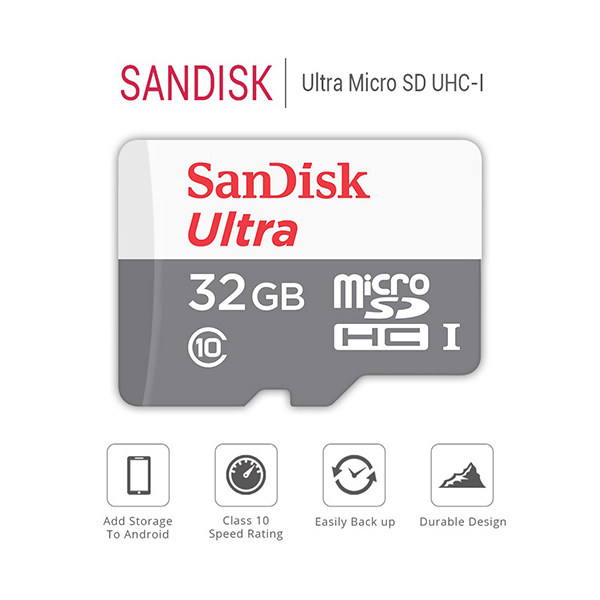 کارت حافظه microSDHC  مدل Ultra کلاس 10 استاندارد UHS-I سرعت 100MBps ظرفیت 32 گیگابایت