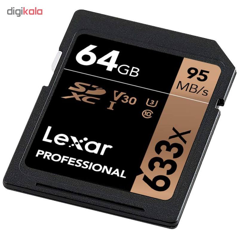 کارت حافظه SDXC لکسار مدل Professional کلاس 10 استاندارد UHS-I U3 سرعت 95MBps ظرفیت 64 گیگابایت