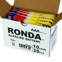 باتری نیم قلمی روندا مدل Ultra Plus Alkaline LR03 بسته 20 عددی