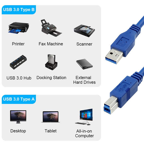 کابل USB3.0 پرینتر مدل AB-USB3 طول 1.5 متر