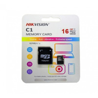 کارت حافظه microSDHC هایک ویژن مدل C1 کلاس 10 استاندارد UHS-I  سرعت 92MBps ظرفیت 16 گیگابایت به همراه آداپتور SD