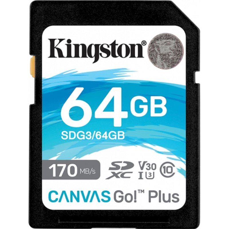 کارت حافظه SDXC کینگستون مدل CANVAS GO کلاس 10 استاندارد UHS-I U3 سرعت 170mbps ظرفیت 64 گیگابایت